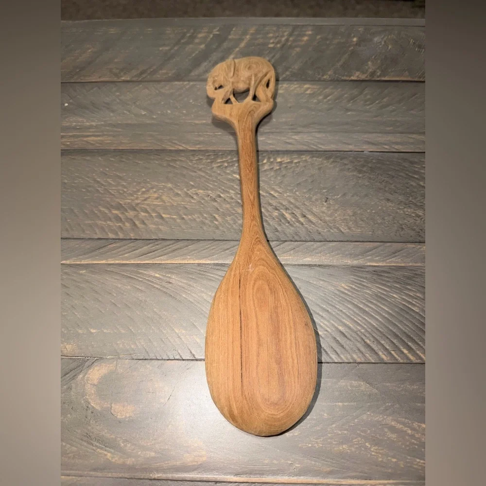 Elegant Brown Wooden‎ Serving Spoon, elephant spoon, kitchen, cooking
